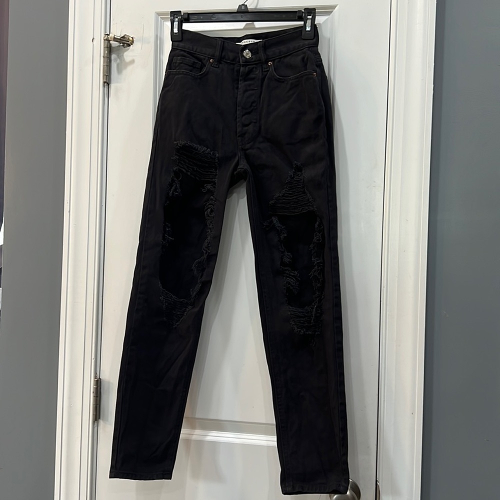 Pacsun Ultra High Rise Slim Black Ripped Jeans - Picture 1 of 10